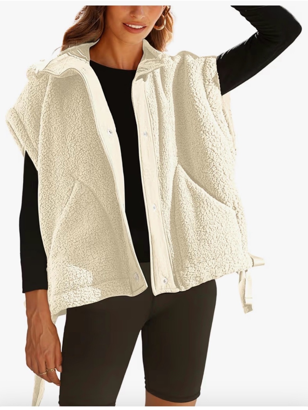 Cozy Cream Sherpa Vest Jacket - Women